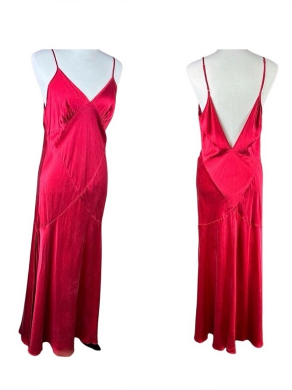 Vintage Victoria’s Secret Red 100% Silk Maxi Slip Dress Nightgown Y2K size M